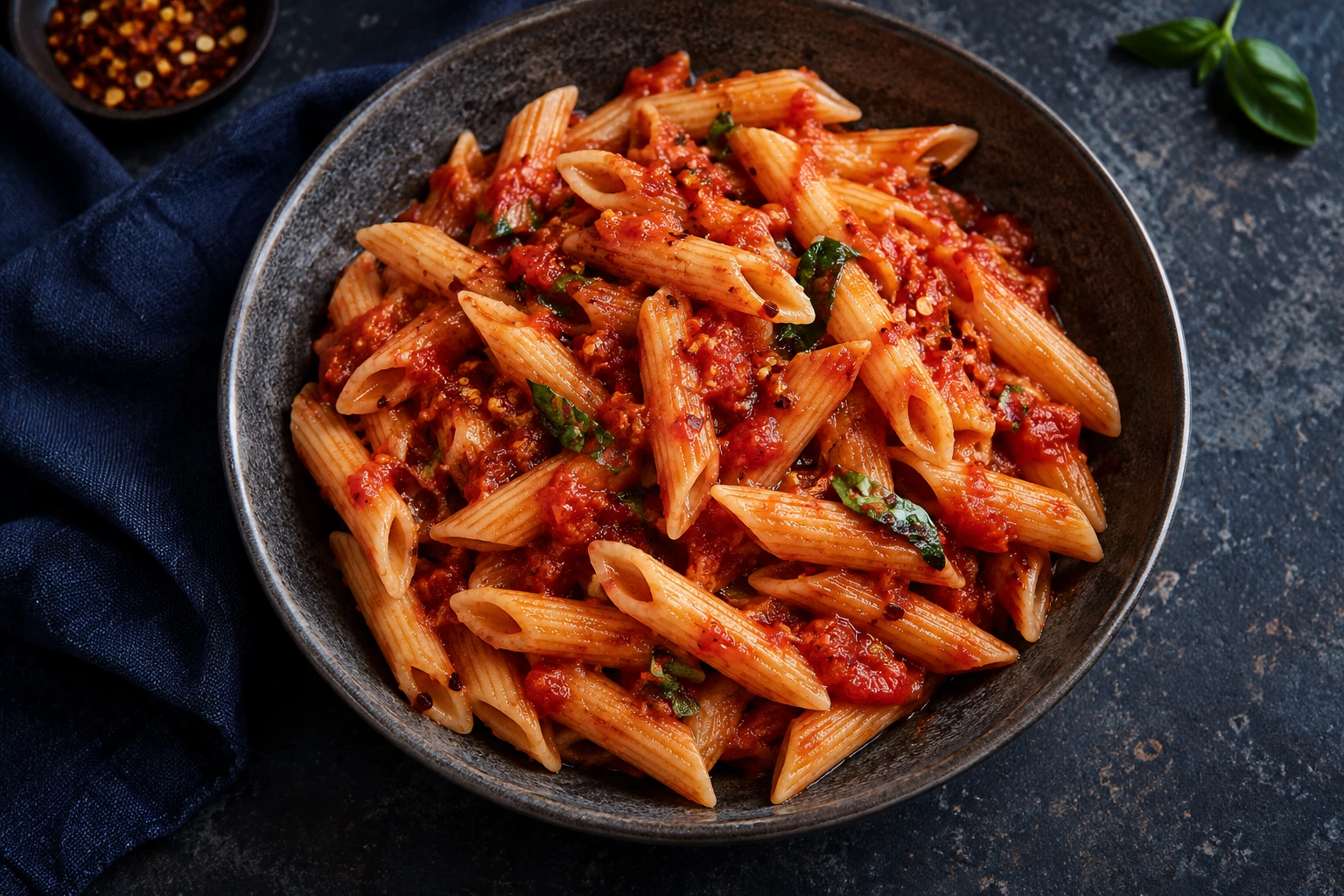 Cooked Penne Rigate serving inspiration